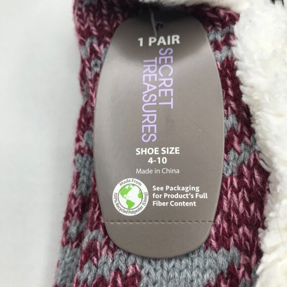 Secret Treasures Women's No Slip Slipper Sock Red/Gray Size 4-10 New - Picture 3 of 5